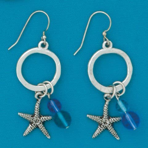 Starfish Hoop w/Beads Earrings