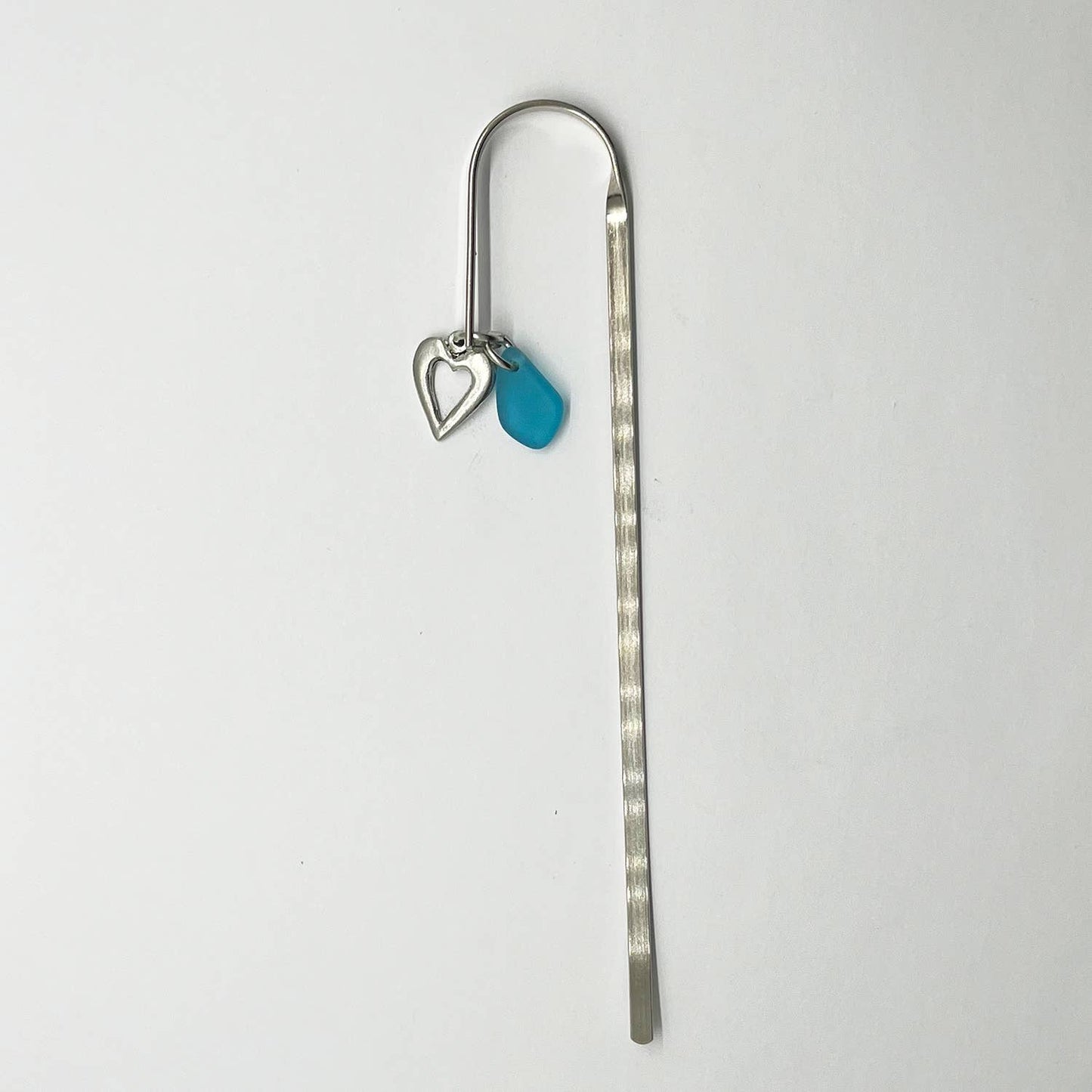 Heart Bookmark w/Turq Seaglass