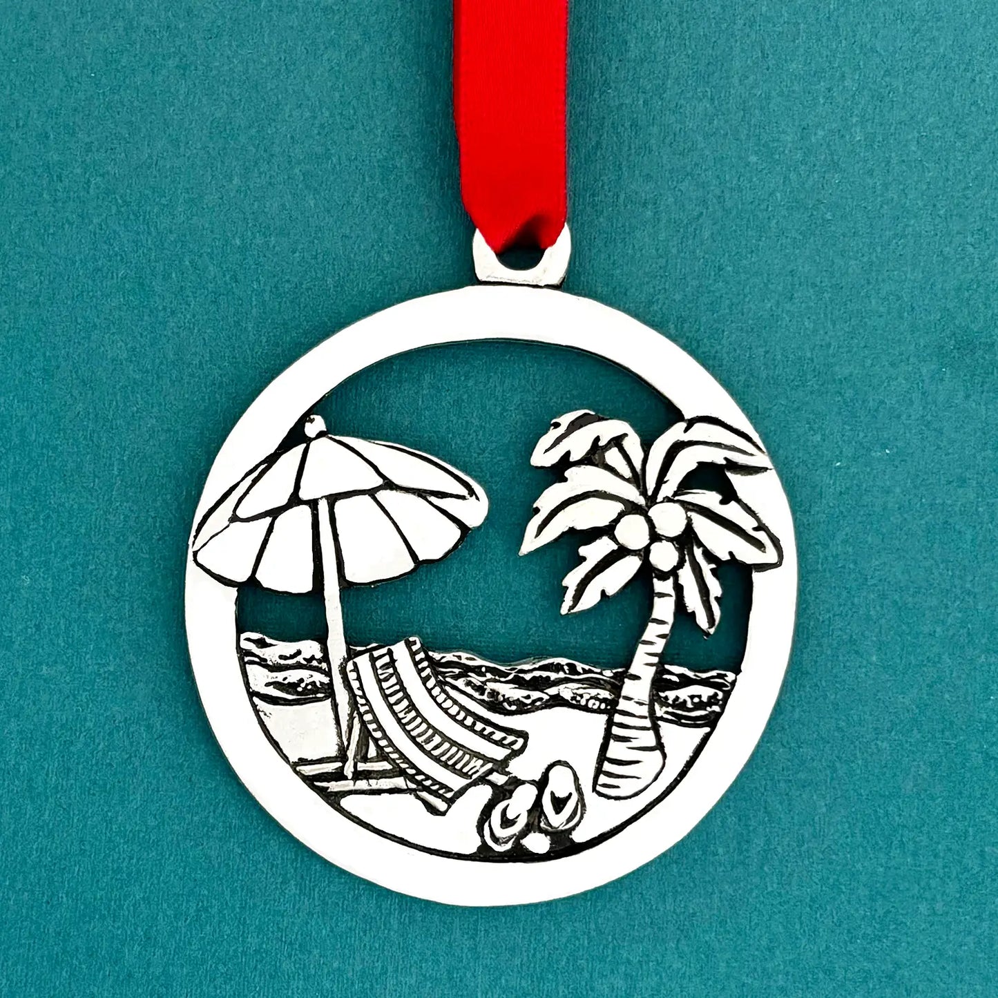 Beach w/umbrella Holiday Ornament   (BOXED)