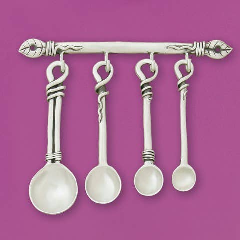Rustic Meas. Spoons w/ rack (satin) (BOXED)
