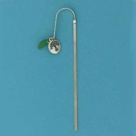 Tree Bookmark w/Green Seaglass