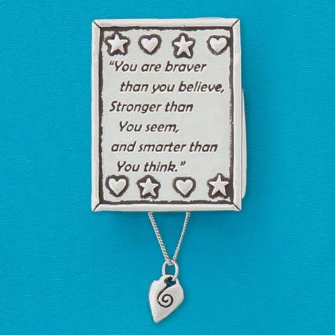 Braver/Stronger Wish Box w/Spiral Heart Necklace