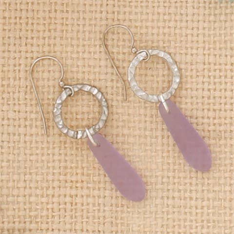 Circle Drop Long w/Lav. Earrings