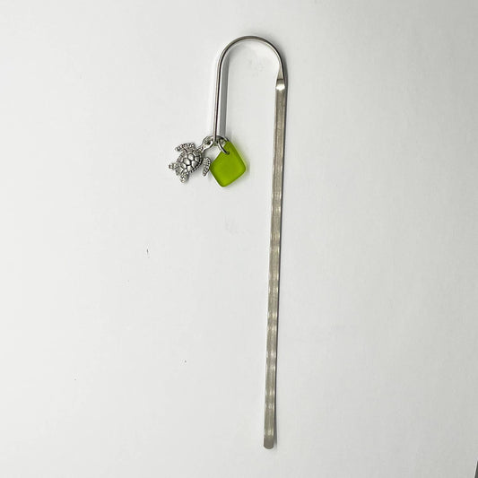 Turtle Bookmark w/Green Seaglass