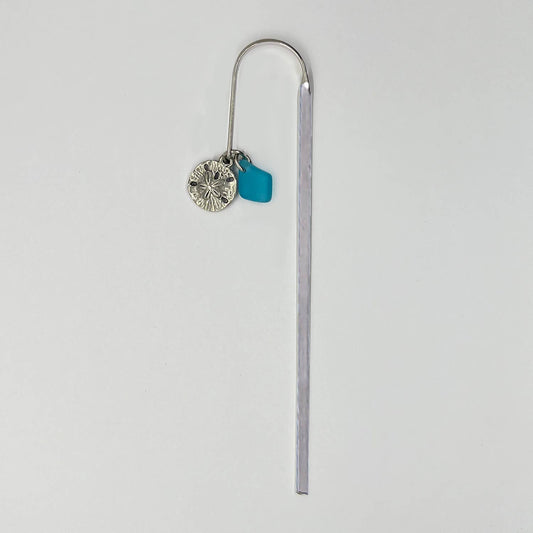 Sanddollar Bookmark w/Turq Seaglass