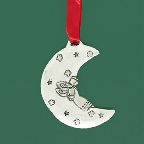 Moon w/Angel Holiday Ornament