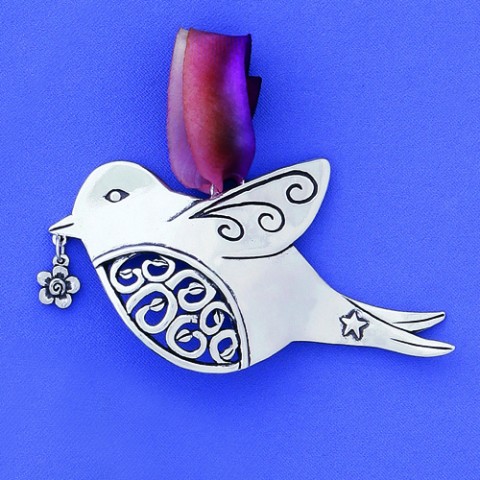 Vine Bird with Flower Bird in Flight Ornament