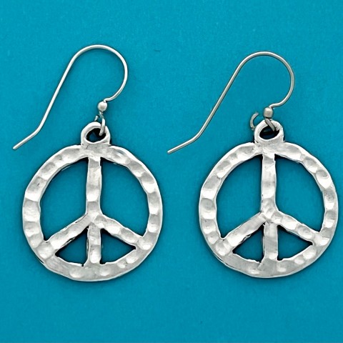 Peace Sign Hammered Earrings