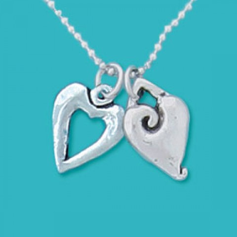 Hearts 18" Dbl. Charm Necklace