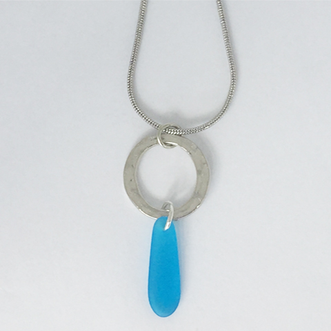 Circle Teardrop Seaglass Necklace