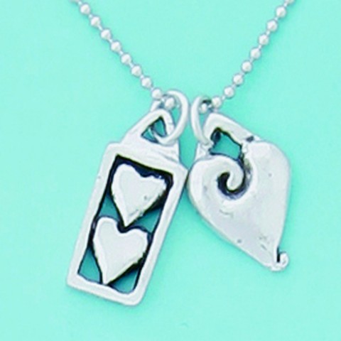 2 Hearts 18" Dbl. Charm Necklace 