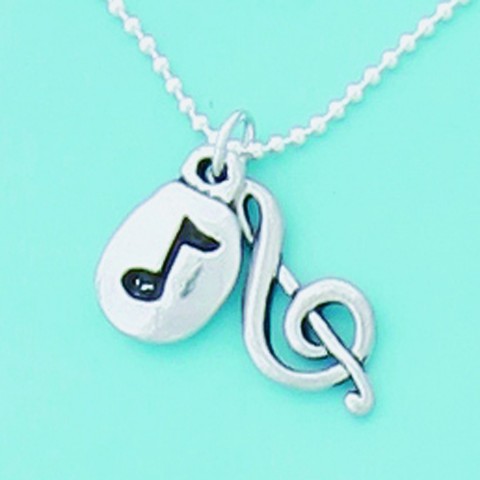 Music note/treble Clef 18" Dbl. Charm Necklace