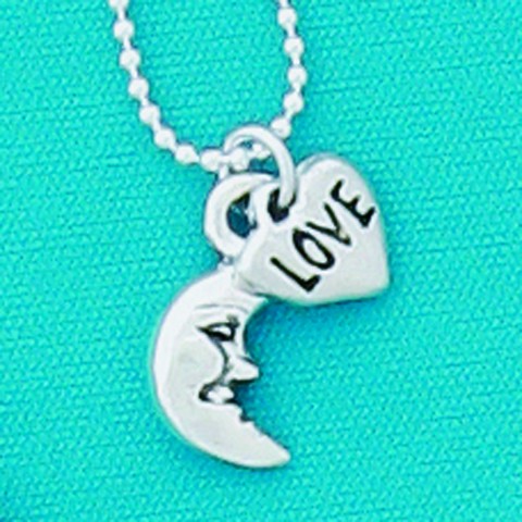 Love/Moon Clef 18" Dbl. Charm Necklace 