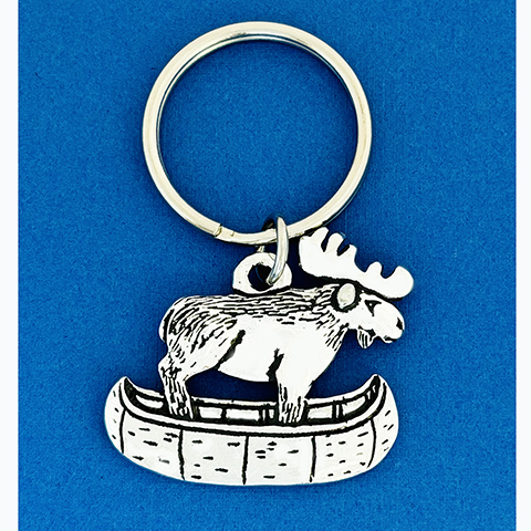 Moose In Canoe Keychain 