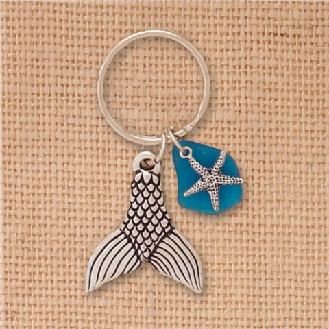 Mermaid Tail Seaglass Keychain 