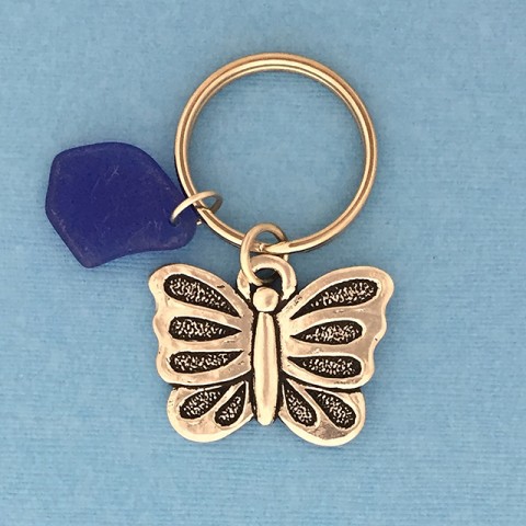 Butterfly seaglass Keychain