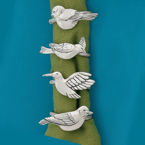Bird Napkin Ring Set (4 pc)