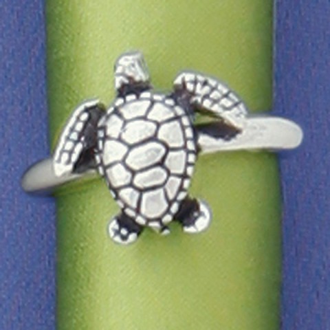 Turtle Charm Ring
