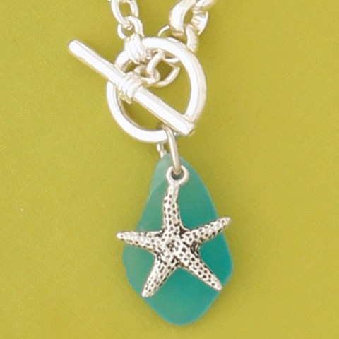 Starfish Seaglass Single Charm Bracelet