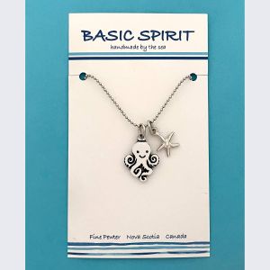 Octopus & Seastar Dbl Charm Necklace
