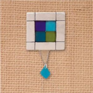4 Squares Seaglass Box  w/necklace