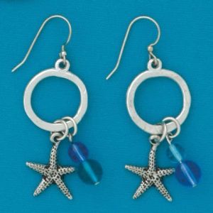 Starfish Hoop w/Beads Earrings