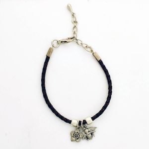 Bee & Flower Braided Leather Bracelet