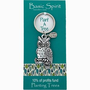 Owl on Branch Plant a Tree Keychain