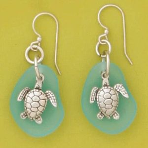 Turtle Seaglass Earrings