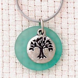 Tree Round Necklace (Bottle Green)