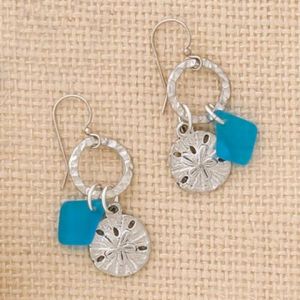 Circle Drop Sanddollar w/Turq Earrings