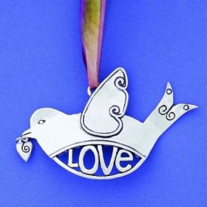 Love w/heart Bird in Flight  Ornament
