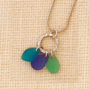 Circle Drop Necklace (Blue)