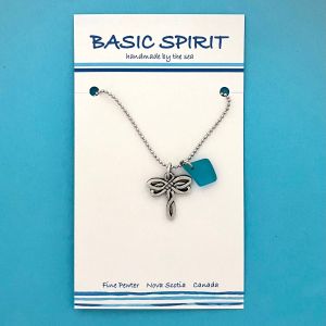 Celtic Dragonfly/Turq. Seaglass Dbl. Charm