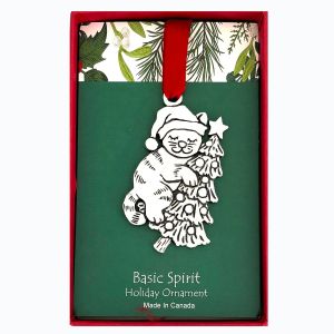 Cat on Tree Holiday Ornament (BOXED)