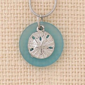 Sanddollar Round Necklace (Turq)
