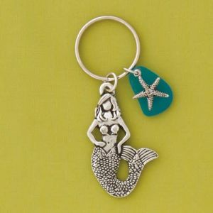 Mermaid w/Turq Seaglass Keychain