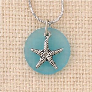 Starfish Round Necklace (Turq)