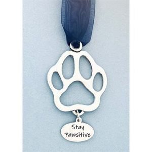 Paw w/ Stay Pawsitive Car Ornament 