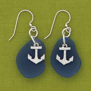 Anchor Seaglass Earrings