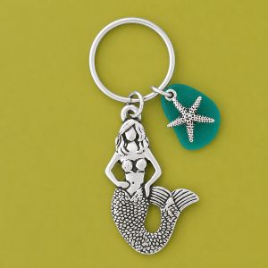 Mermaid w/Turq Seaglass Keychain